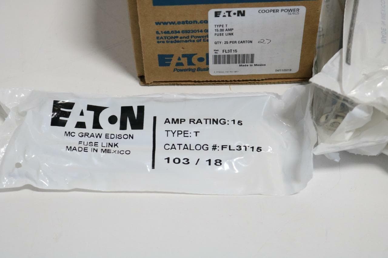 Eaton FL3T15 Lot of 27 Type T 15 Amp Fuse Links
