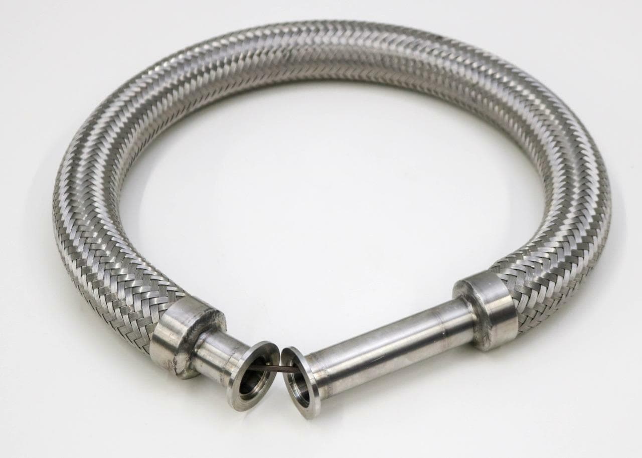 Unbranded KF25, 37" Long, 4" Solid Pipe Braided SS Vacuum Hose Bellows