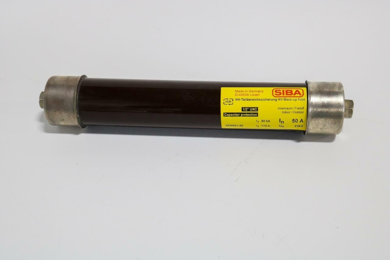 Siba 3035521.50 SIBA HV Capacitor Protection Fuse, 50 Amp, 23kV, 1/2" UNC