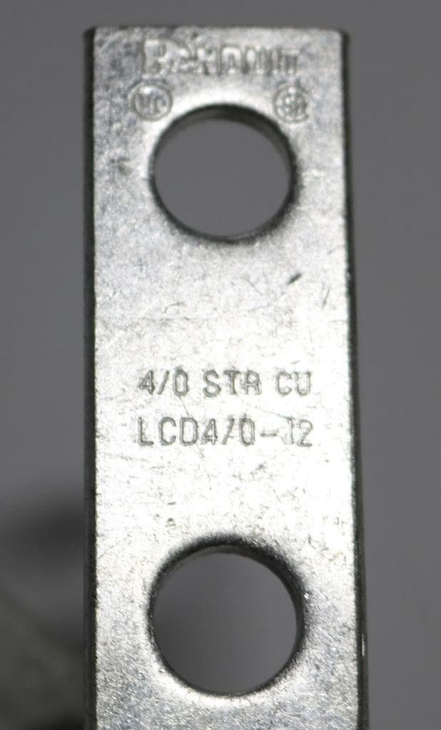 Panduit LCD4/0-12-X Lot of 4 4/0 Copper Lugs, w/ 2- 1/2" Stud Holes