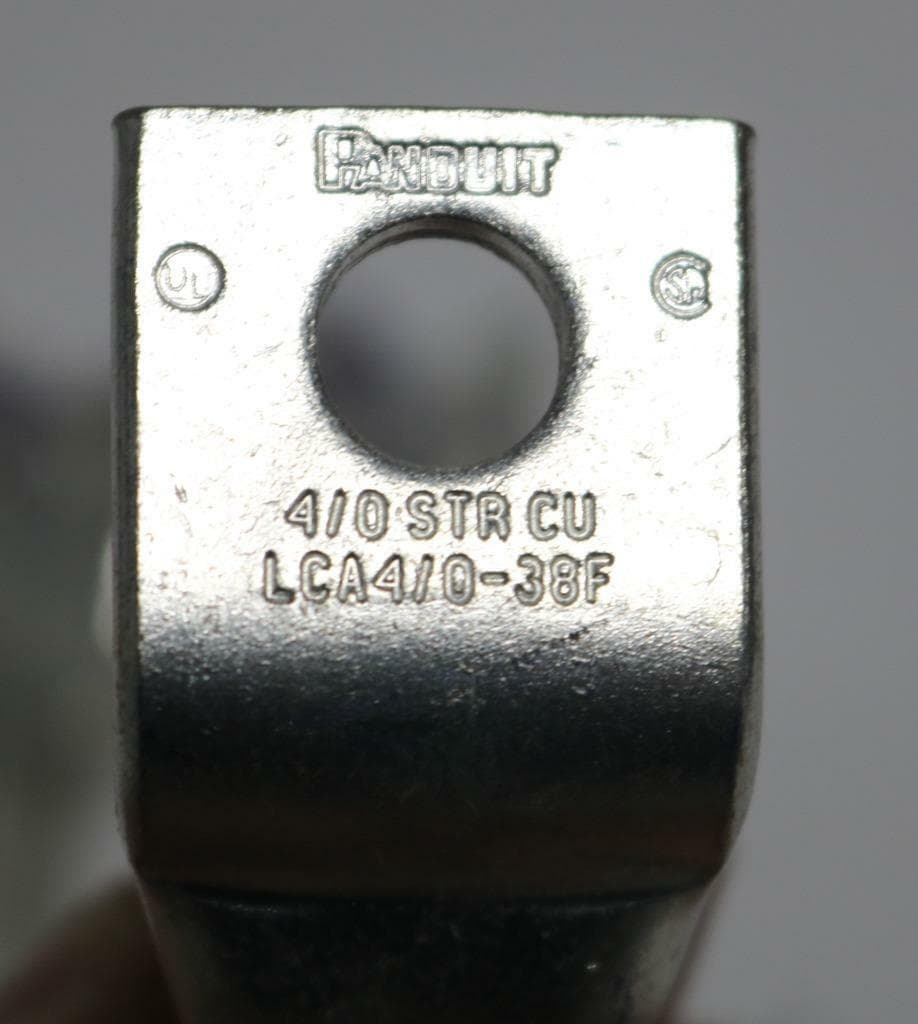 Panduit LCA4/0-38F-X Lot of 4 4/0 Copper Lugs, Bent 90 Degrees, 3/8" Stud