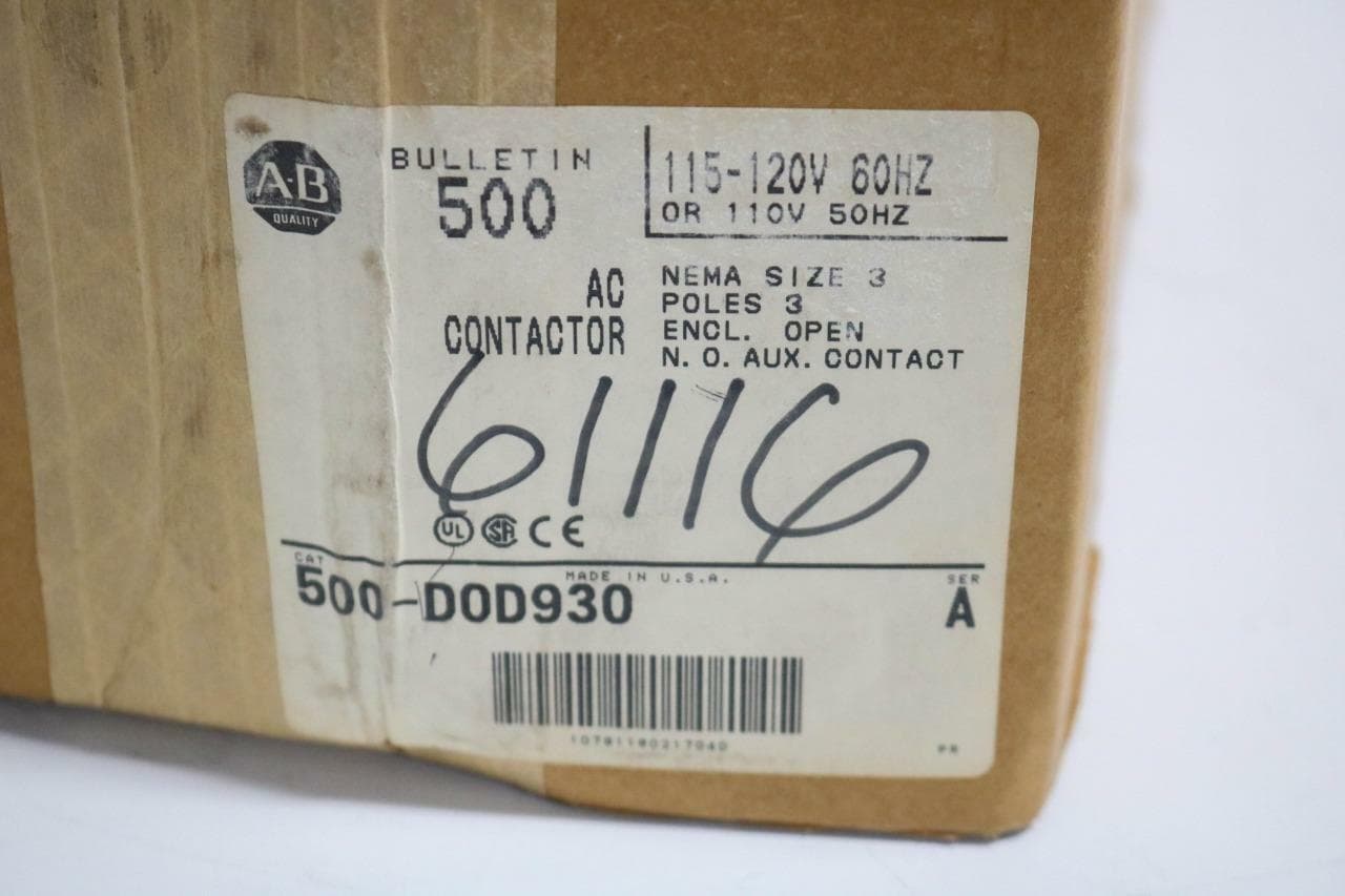 Allen-Bradley 500-D0D930 NEMA Size 3 AC Contactor Ser C, 3 Pole, 115V Coil