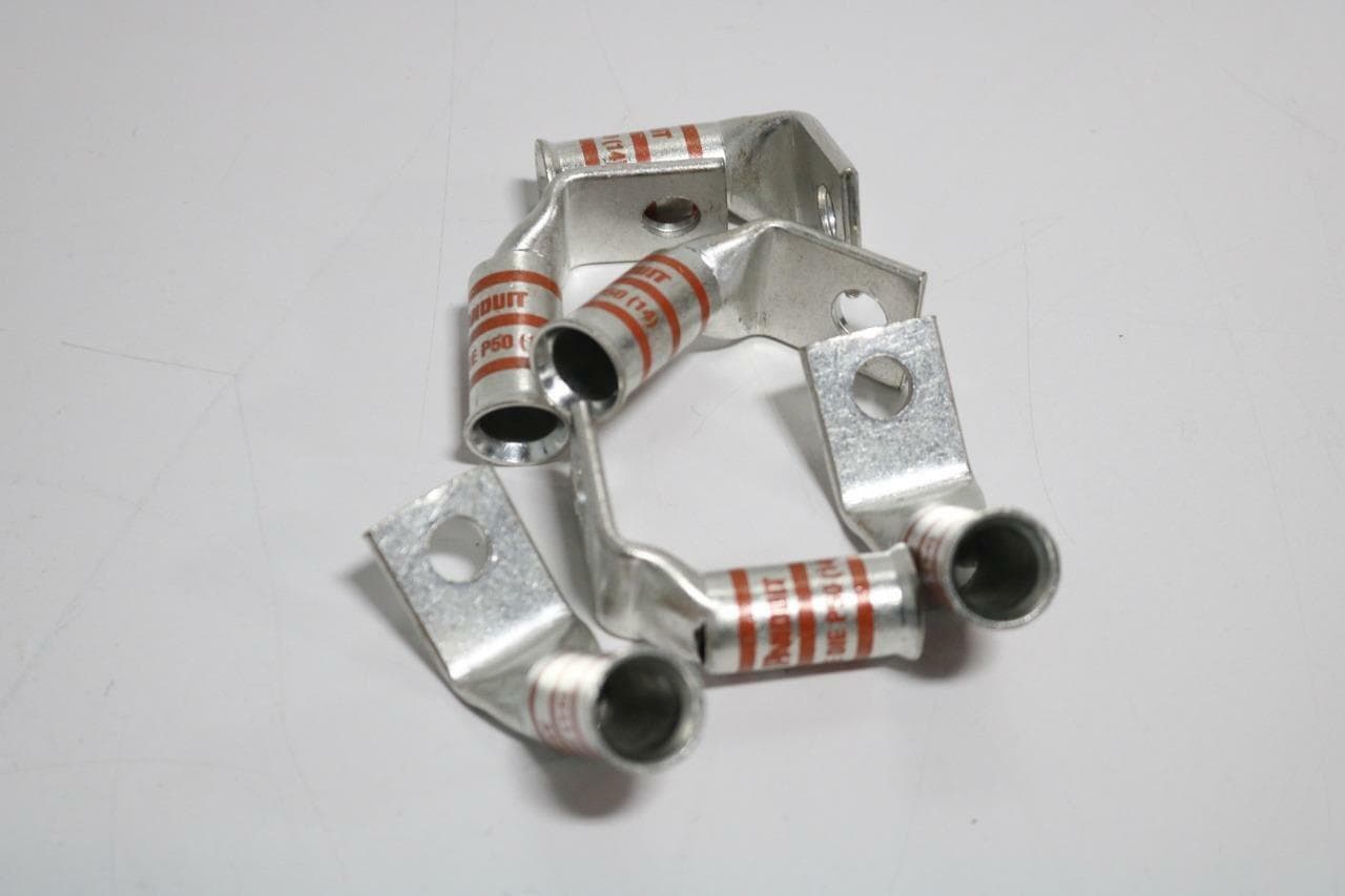 Panduit LCAF2/0-38F-X Lot of 6 2/0 Copper Lugs, Bent 90 Degrees, 3/8" Stud
