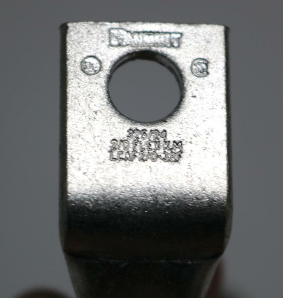 Panduit LCAF2/0-38F-X Lot of 6 2/0 Copper Lugs, Bent 90 Degrees, 3/8" Stud