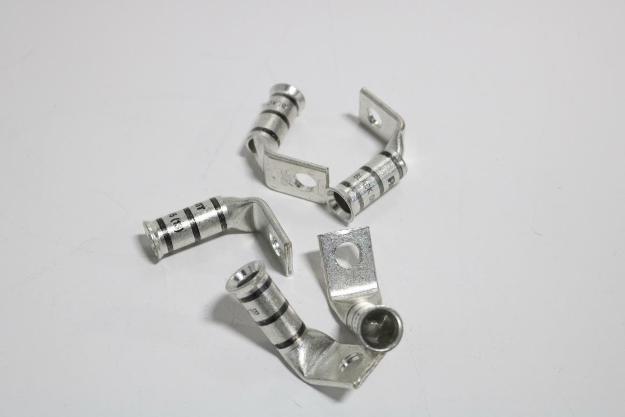 Panduit LCAF1/0-38F-X Lot of 5 1/0 Copper Lugs, Bent 90 Degrees, 3/8" Stud