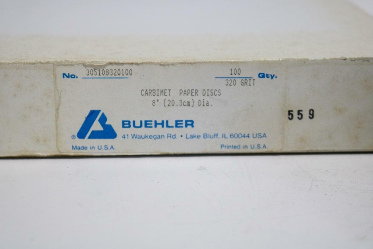 Buehler Carbimet 305108320100 8" 320 Grit Abrasive Discs, 100 Count