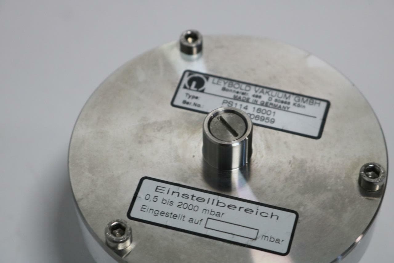 Leybold PS114 16001 KF16 Diaphram Pressure Switch, Adjustable Range 0.5-2000 Mba