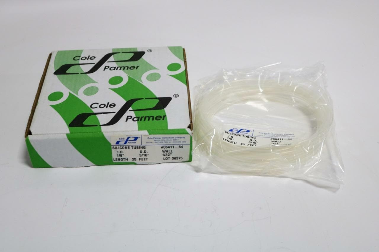 Cole-Parmer 06411-64 1/8"ID, 3/16"OD, 25 Feet Silicone Tubing