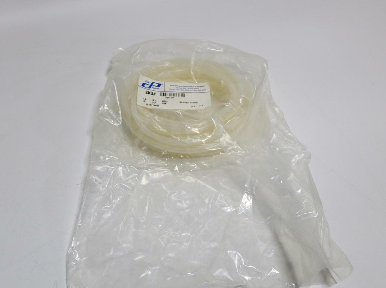 Cole-Parmer 06411-67 0641167 1/8" ID, 1/4" OD, Silicone Transfer Tubing