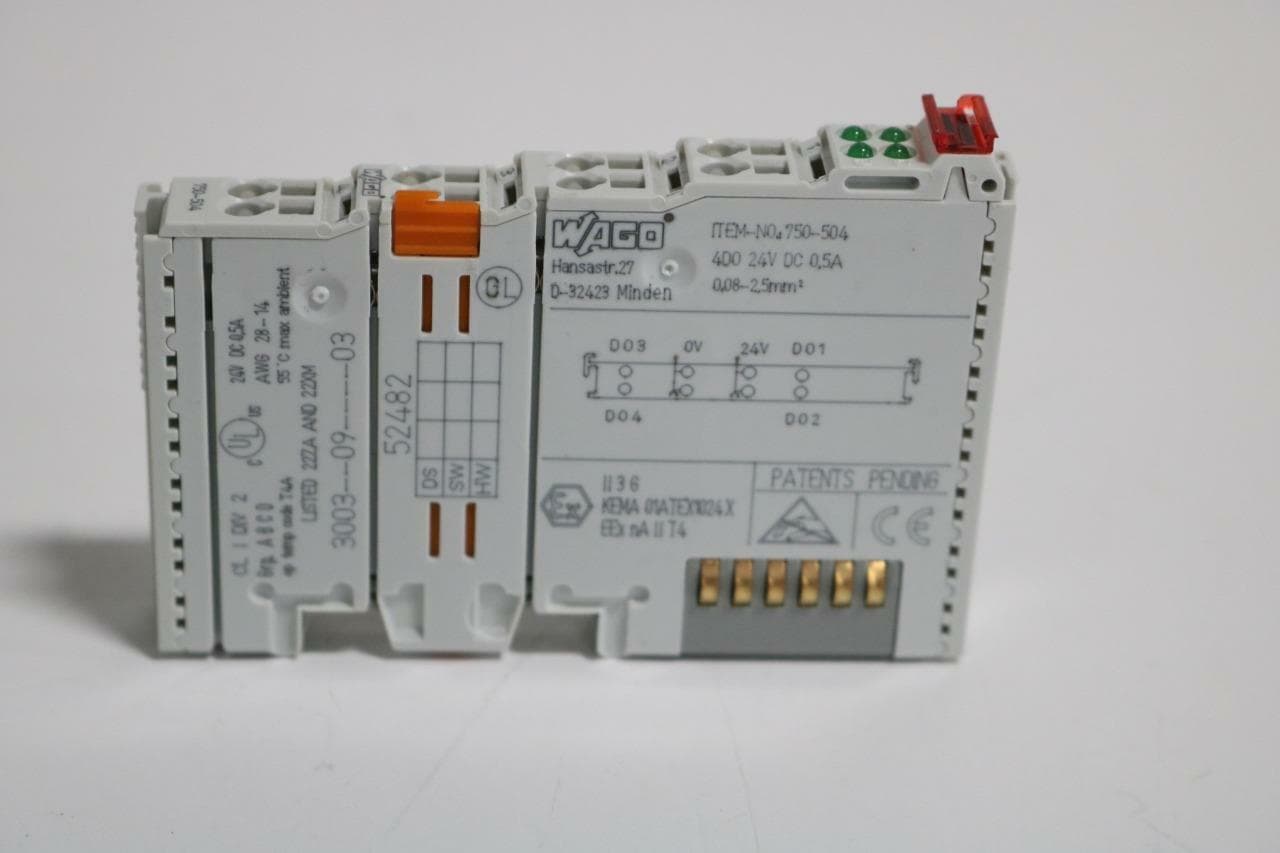 Wago 750-504 Digital Output Module, 4 Channel, 24VDC, 0.5A