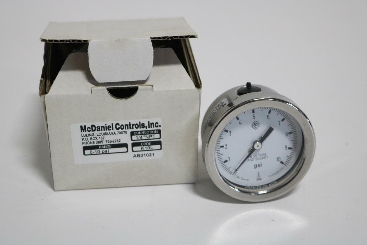 McDaniel Controls, Inc. K10L 316 SS Fillable Gauge, 0-10 PSI, 1/4" NPT