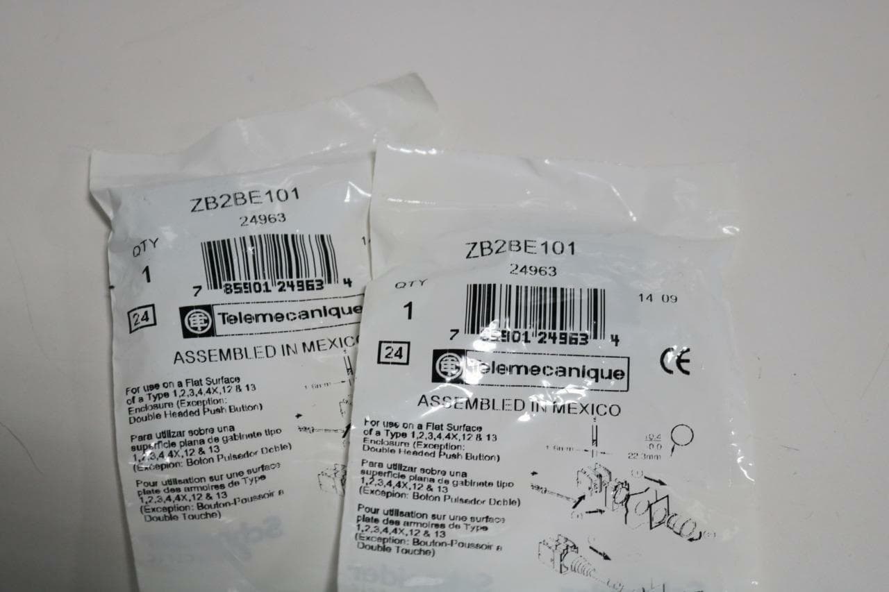 Telemecanique ZB2BE101 Contact Block, Lot of 2
