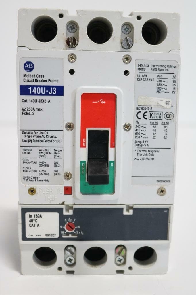 Allen-Bradley 140U-J3D3-D15 Circuit Breaker, 3P, 150A, 140U-J3X3-D15