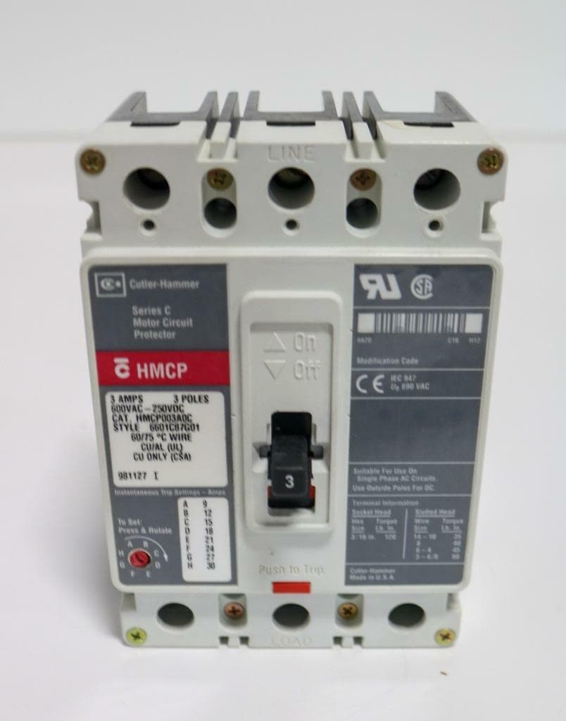Cutler-Hammer HMCP003AOC Series C Motor Circuit Protector