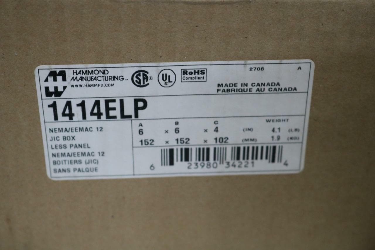 Hammond Manufacturing 1414ELP NEMA EEMAC 12 JIC Box Less Panel