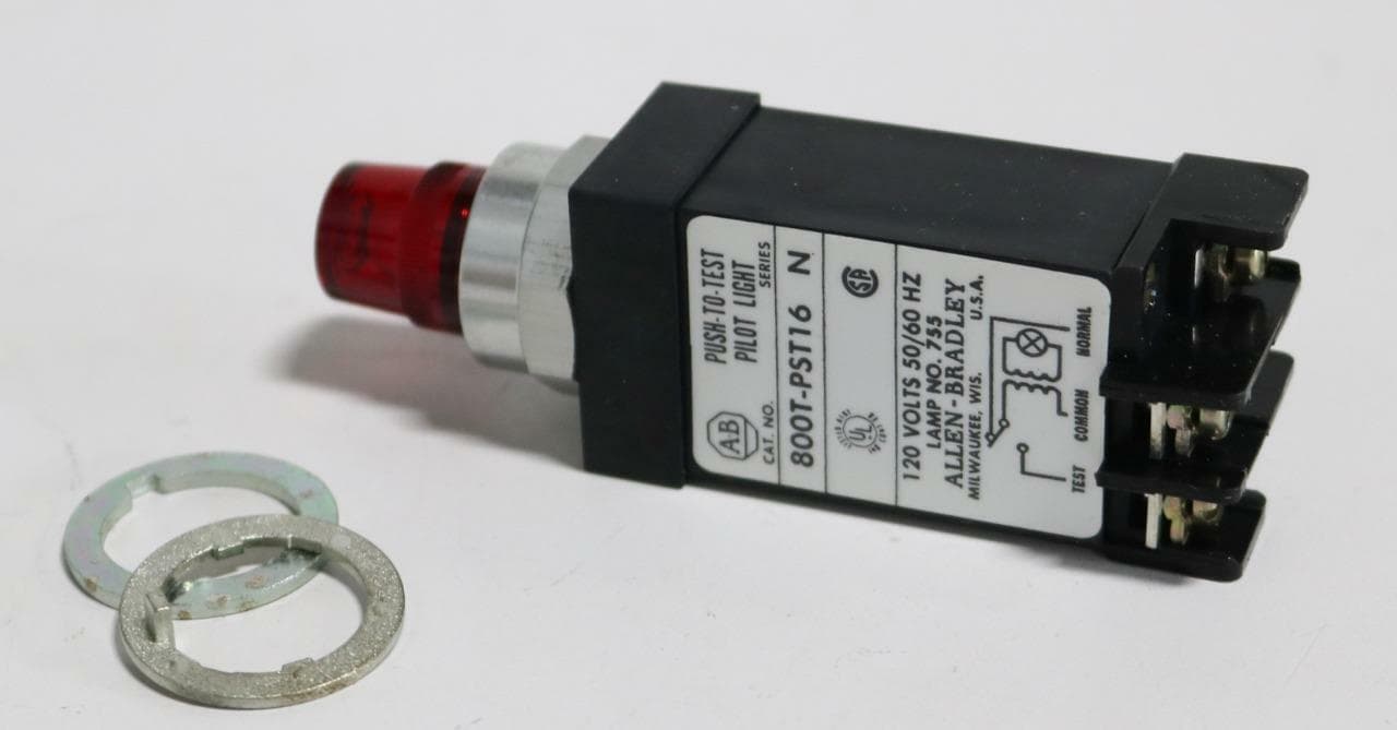 Allen-Bradley 800T-PST16R Push to Test Small Pilot Light, 120V, Red