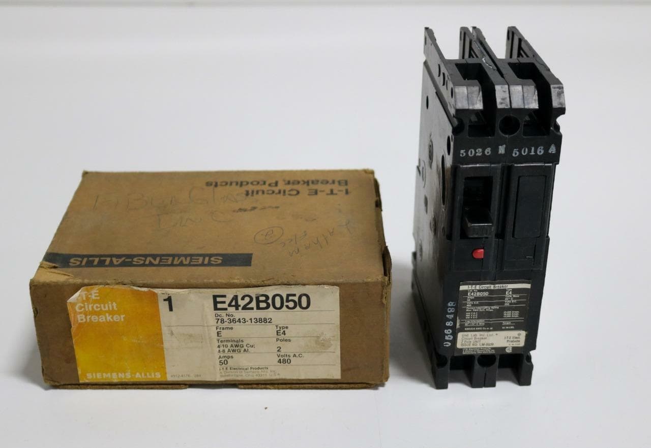 I-T-E Siemens E42B050 Circuit Breaker, 480 VAC, 50 Amp, 2 Pole