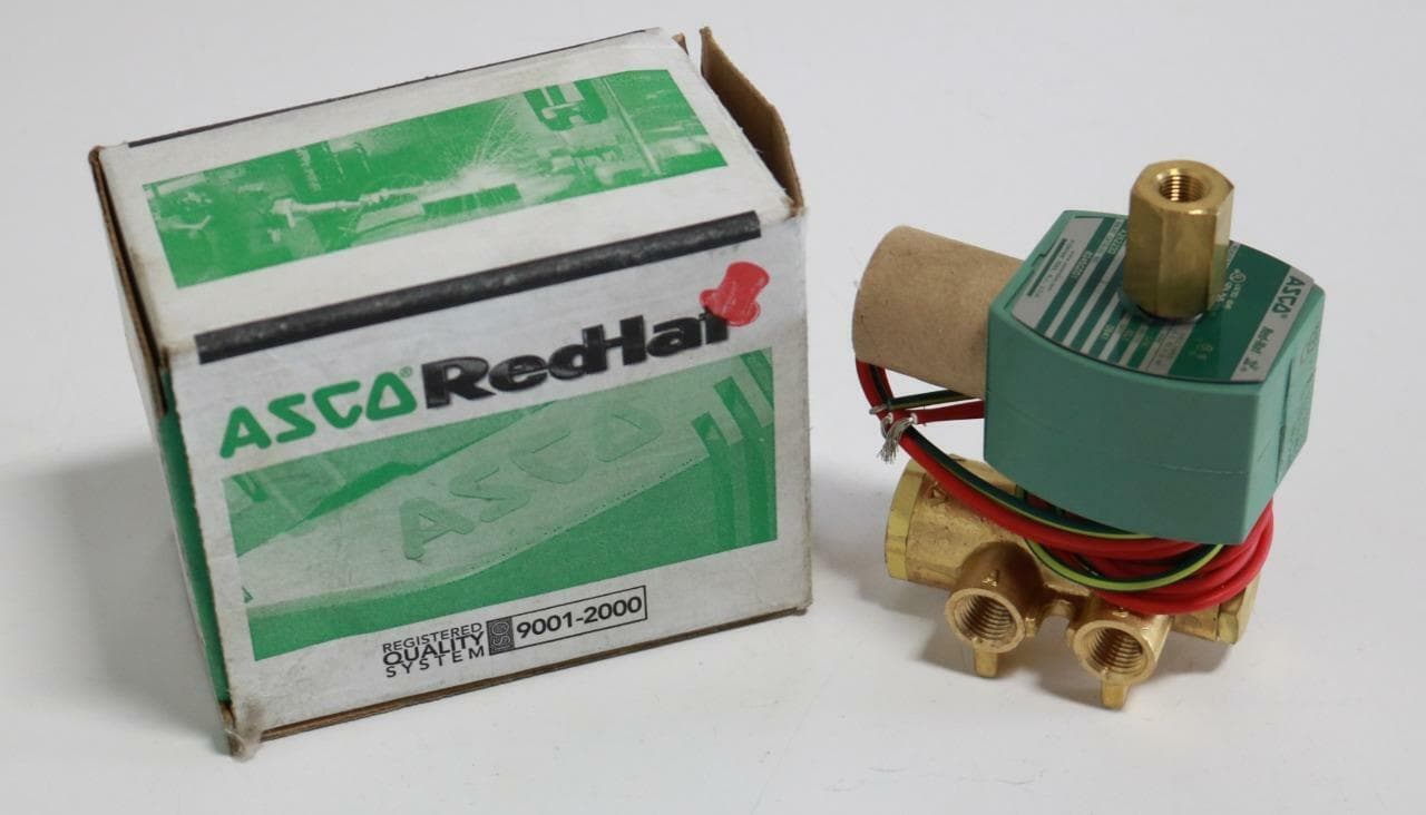 ASCO 8345G001 Solenoid Valve, Brass, 1/4" NPT, 4-Way, 120VAC