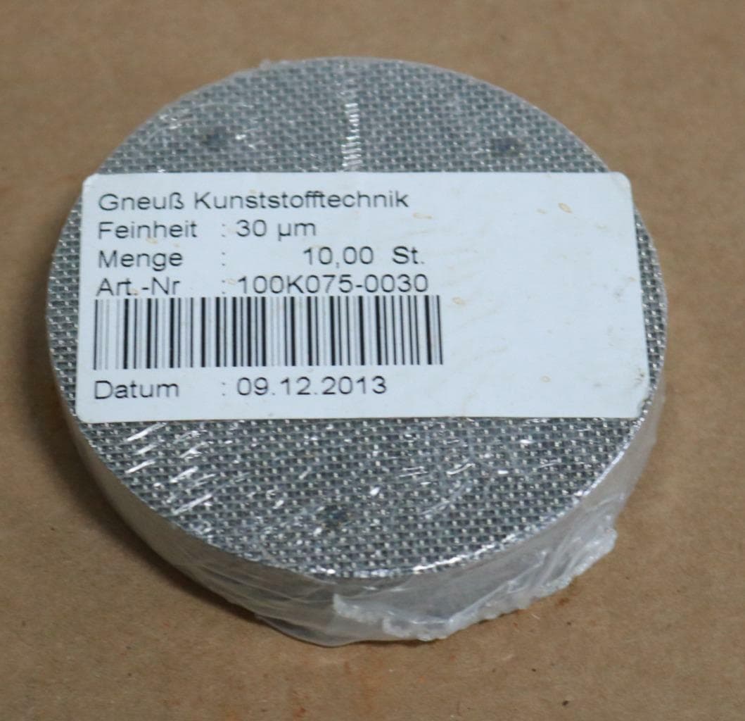 Gneuss 100K075-0030 3" x 30 Micron SS Extruder Screen, 10 Pkg