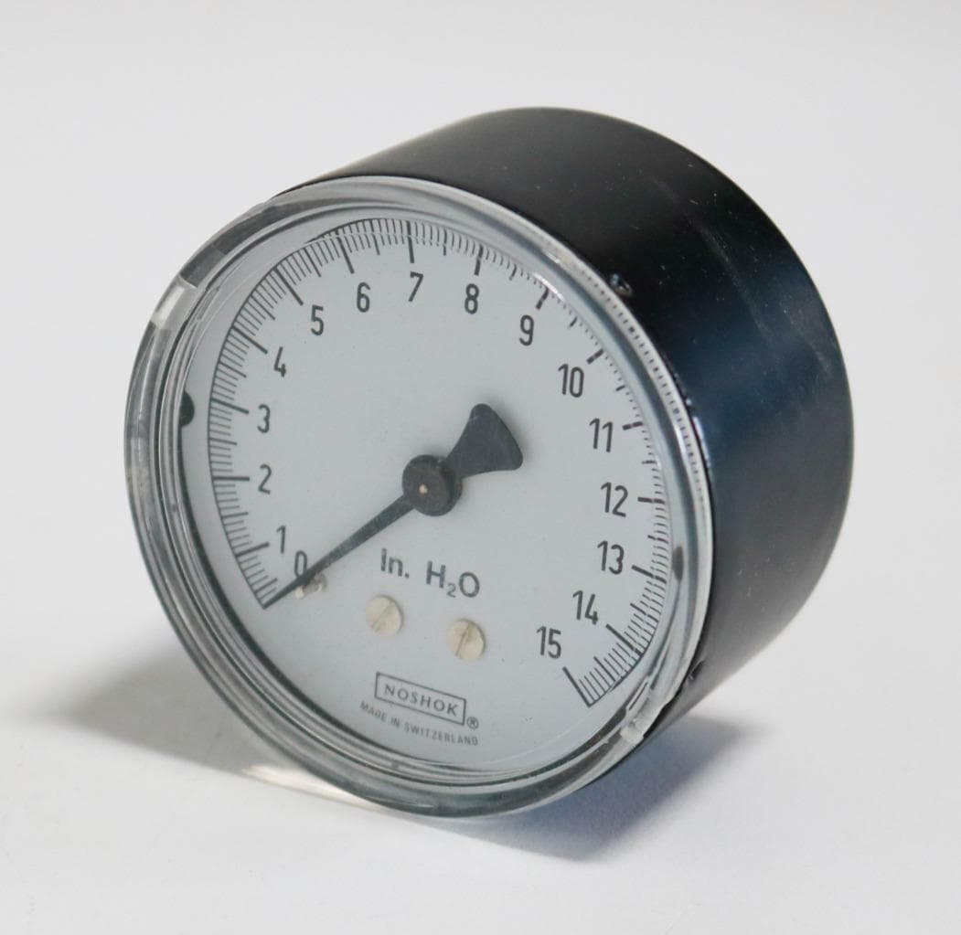 Noshok 25-210-INH2O Pressure Gauge, Back Connection, 0-15 IN H2O, 1/4"NPT