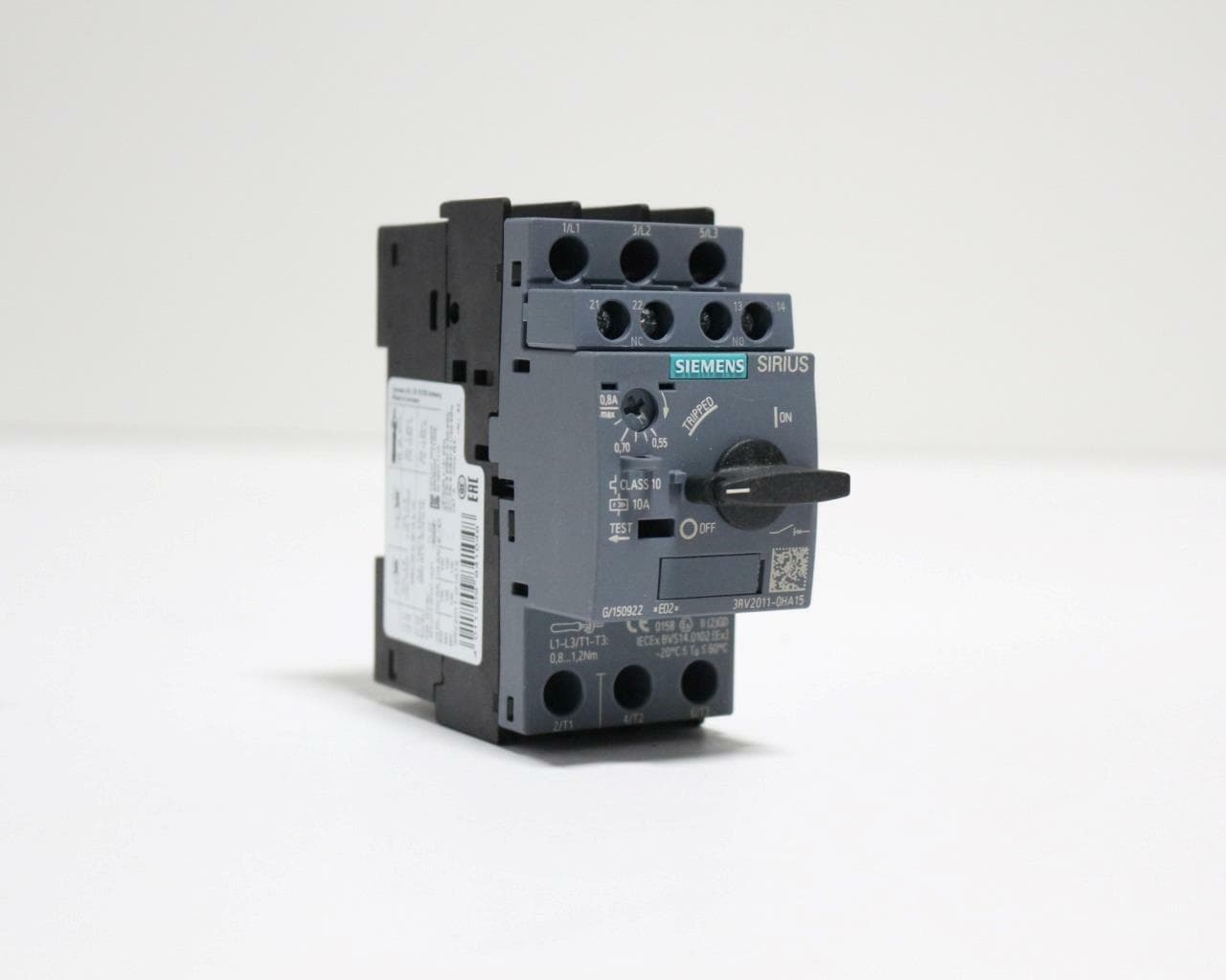 Siemens 3RV2011-0HA15 Motor Protection Circuit Breaker, 0.8-0.55A