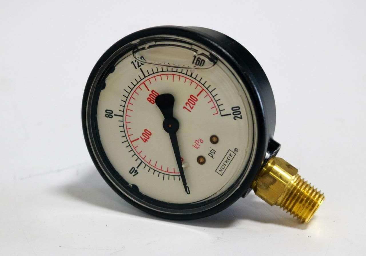 Noshok 25-900-200psi/kpa 1/4" NPT, 0-200PSI, Glycerine Filled Gauge
