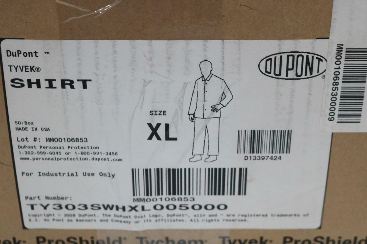 Dupont Personal Protection TY303SWHXL00500 Lot of 50 XL Tyvek Shirts