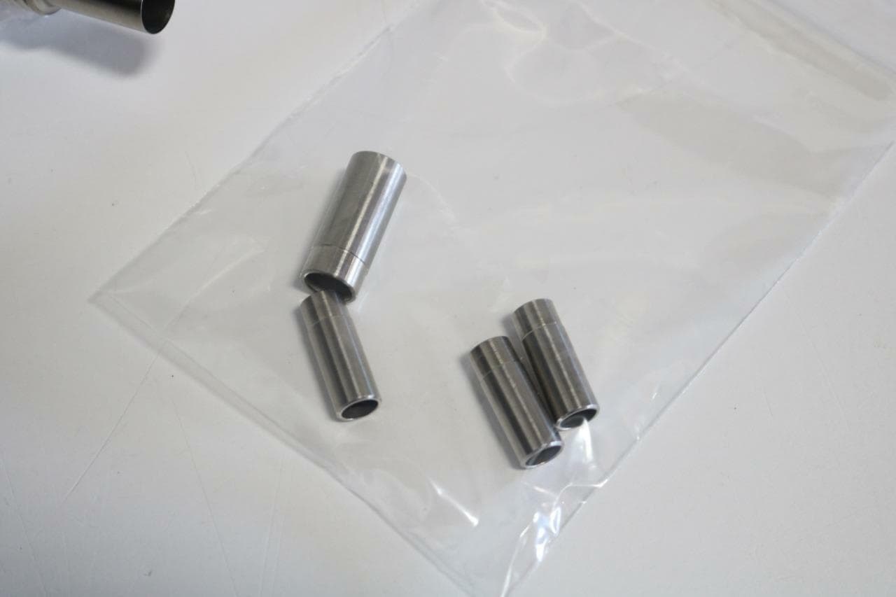 Unbranded Lot of 4 SS Bellows to Glass Tube Adaptors w/Weld Stub, Mixed Lot