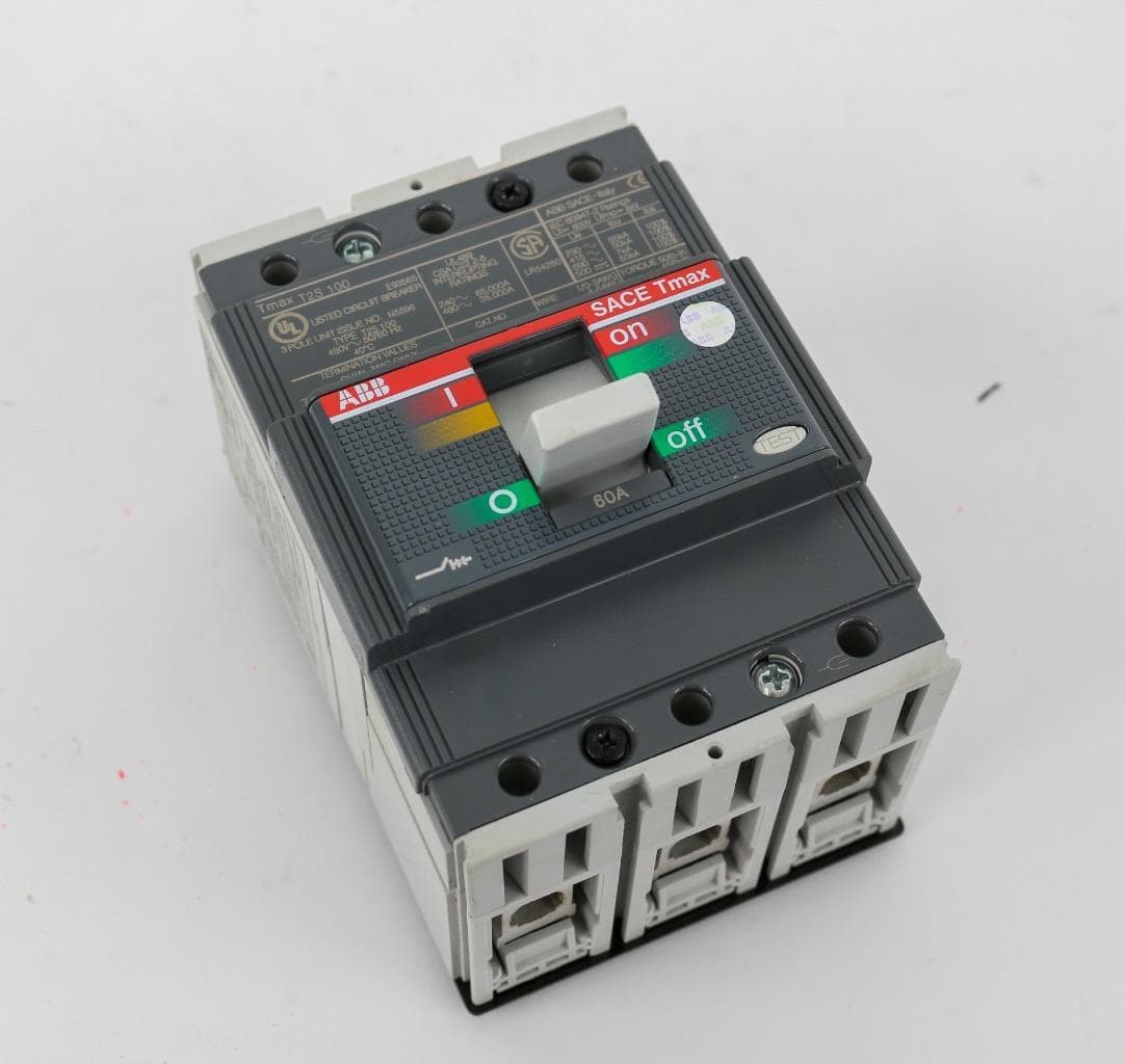 ABB Tmax T2S 100 SACE Tmax 60Amp Circuit Breaker w/DIN Mount Plate