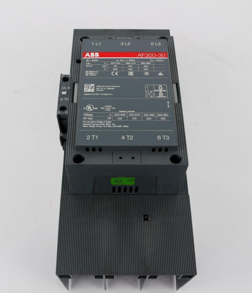 ABB AF300-30 Contactor, 500Amp, 200-600VAC, 48-130 50-60Hz, DC Coil