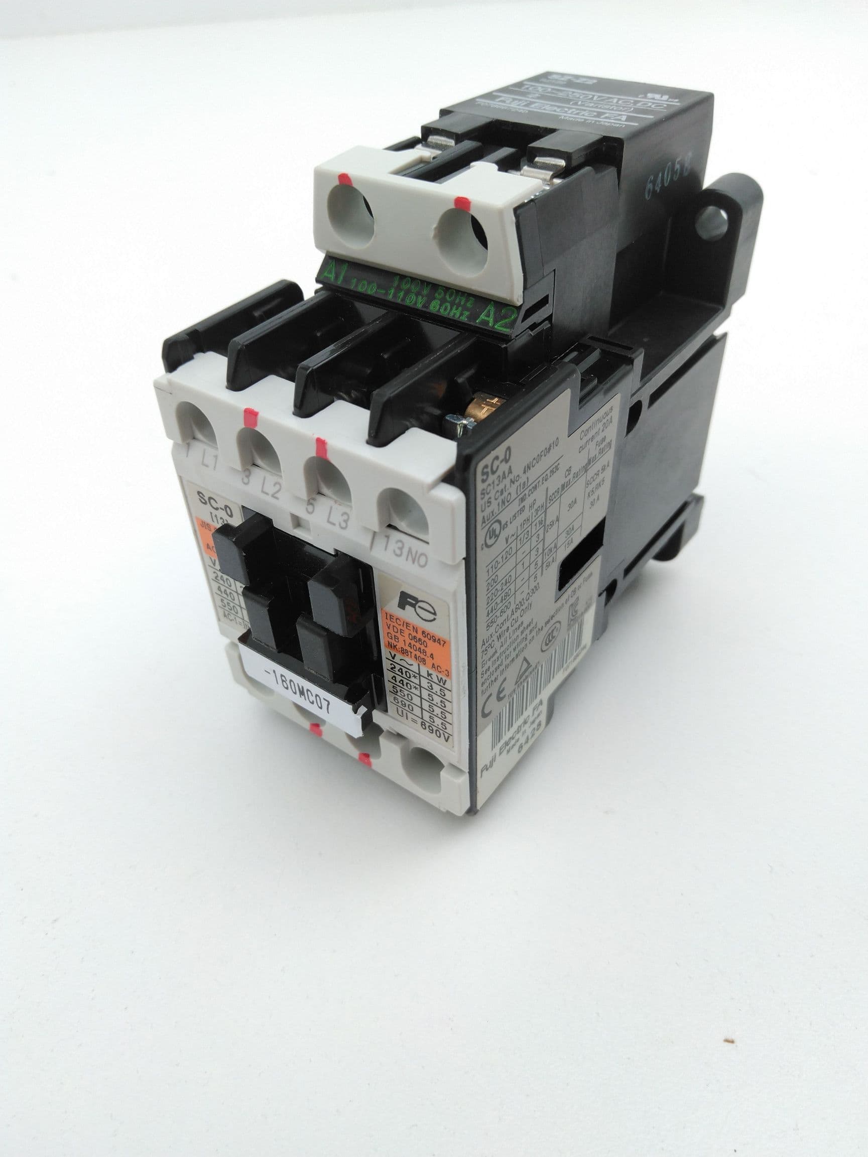 Fuji Electric SC-0(13) SC13AA Cat# 4NC0F0#10 Contactor, 13Amp, 100-110VAC Coil