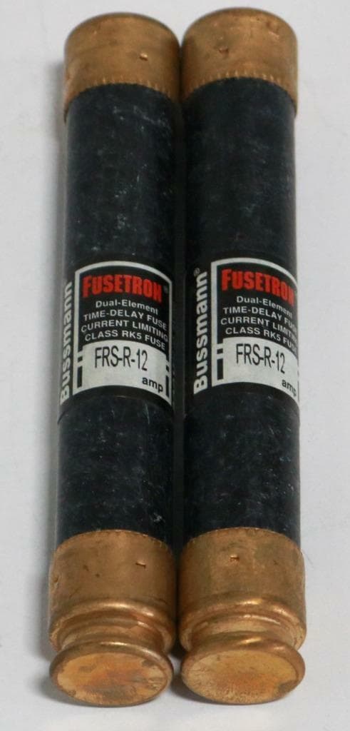 Bussmann Fusetron FRS-R-12 Time-Delay Fuses, 12Amp (Lot of 2)