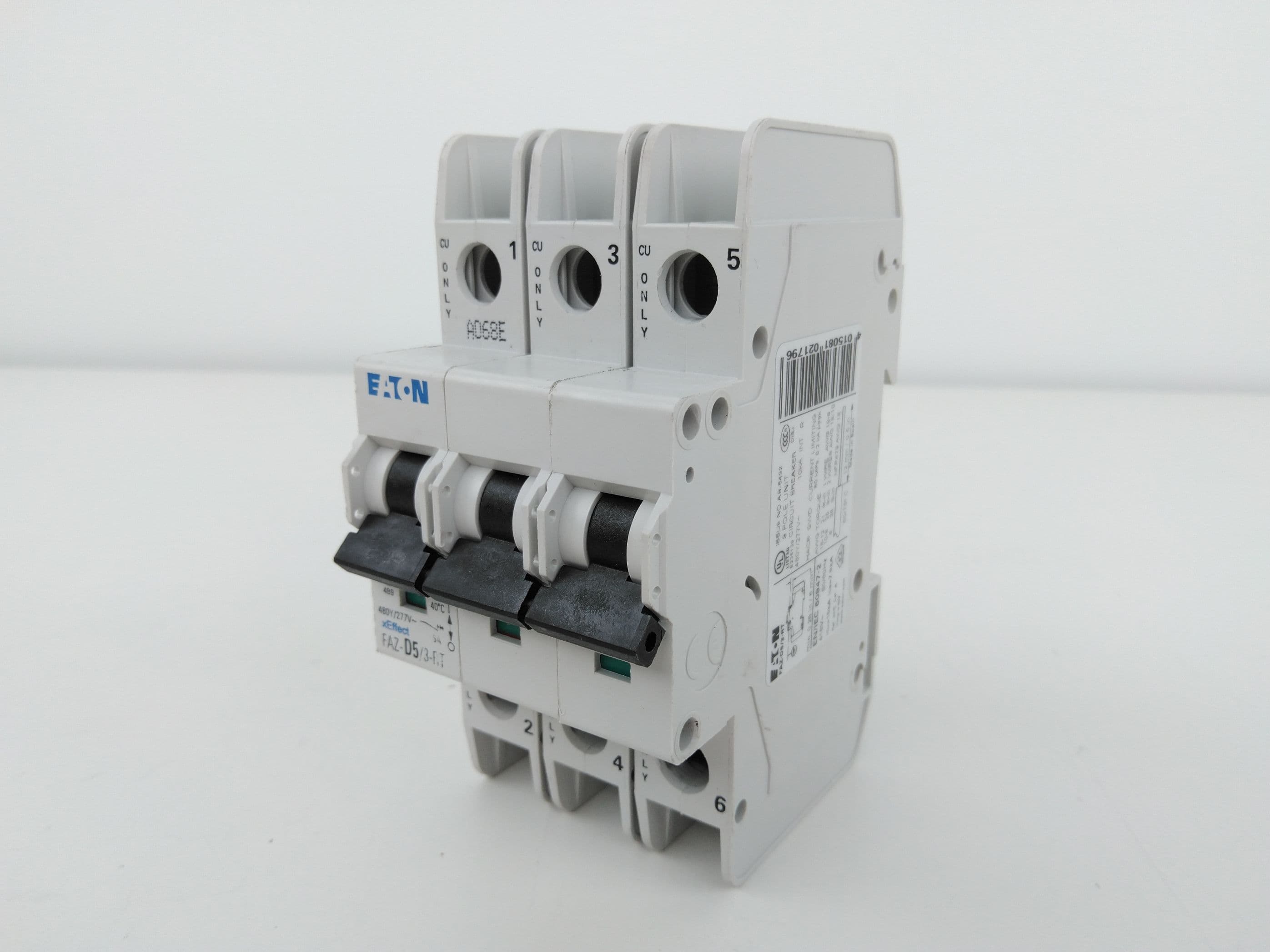 Eaton FAZ-D5/3-RT Circuit Breaker, 3 Pole, 5A