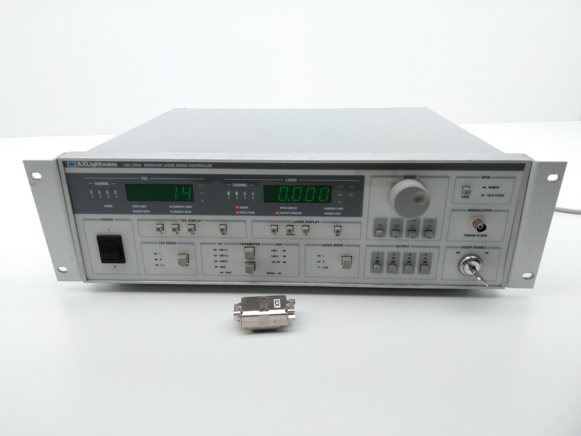 ILX Lightwave LDC-3900 Modular Laser Diode Controller w/ 3 ILX Model 39020 20mA