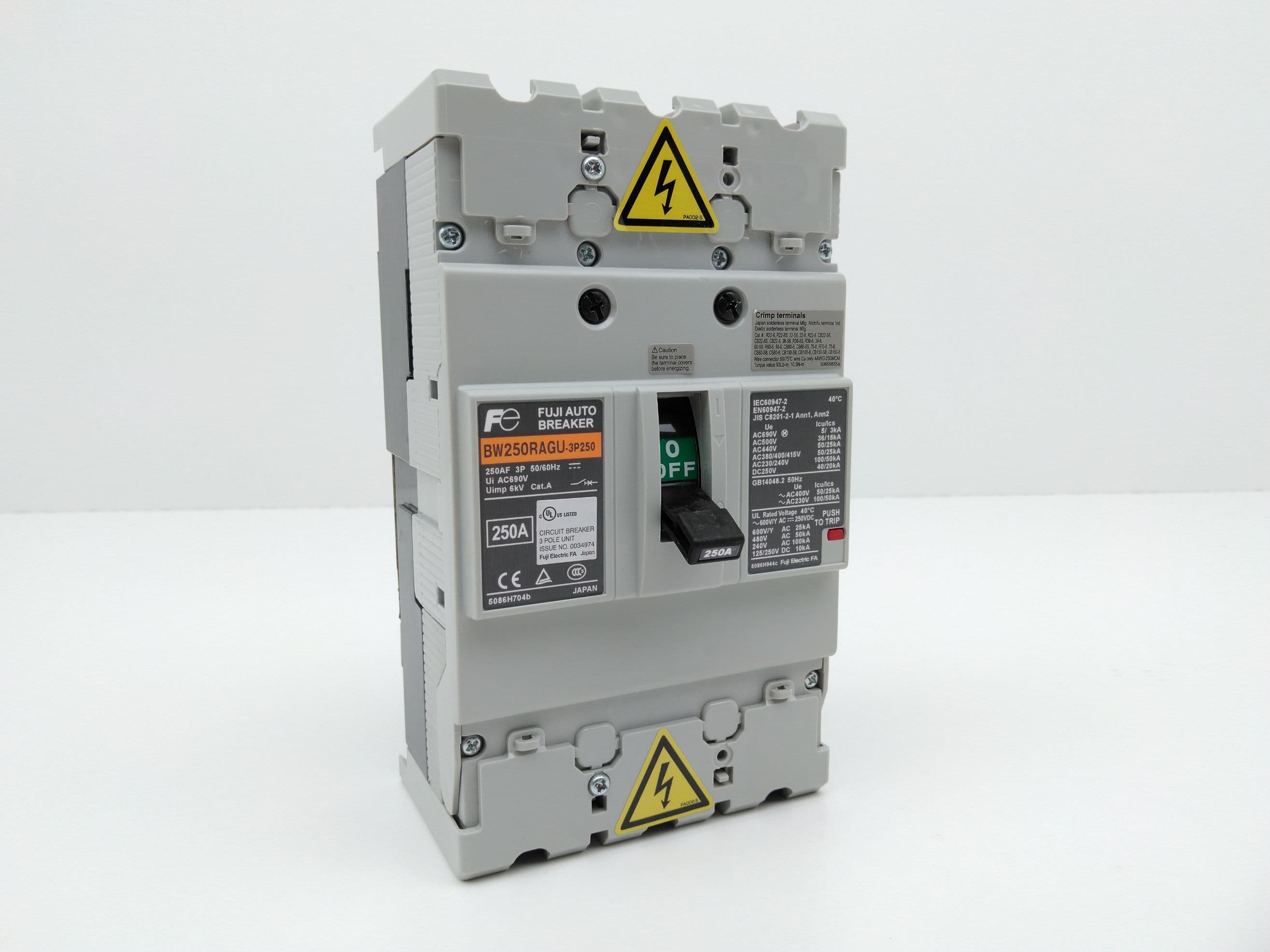 Fuji Electric BW250RAGU-3P250 Circuit Breaker 3P, 250A, 230-600VAC