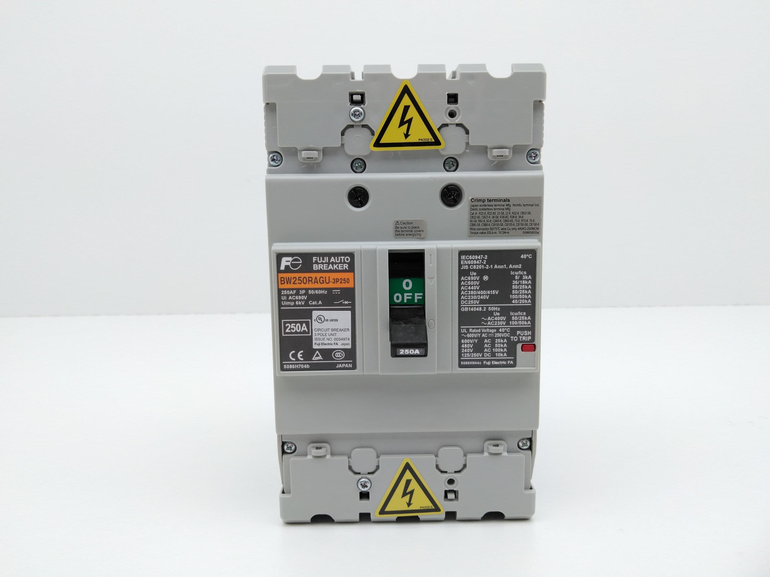 Fuji Electric BW250RAGU-3P250 Circuit Breaker 3P, 250A, 230-600VAC