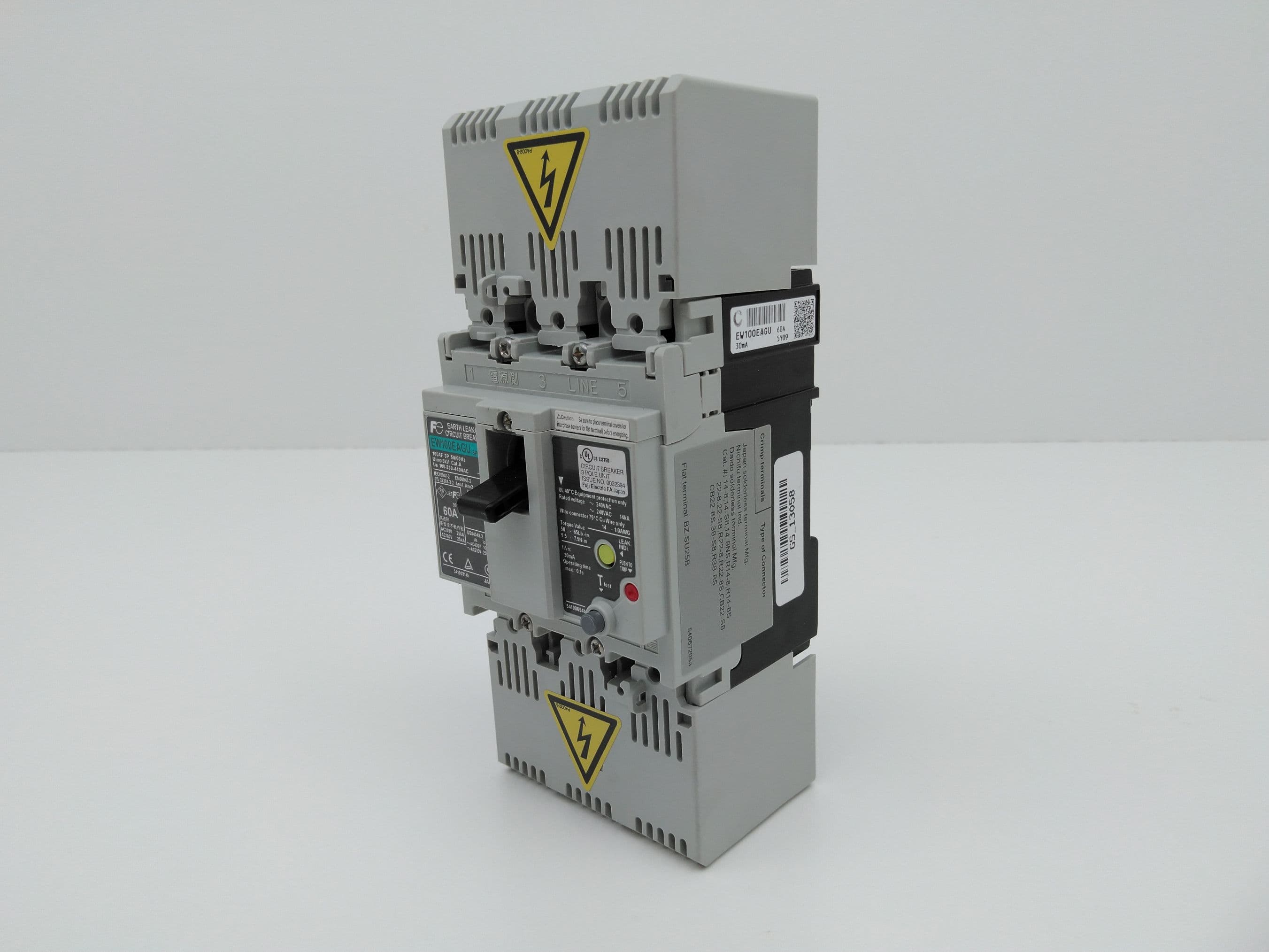 Fuji Electric EW100EAGU-3P060 Earth Leakage Circuit Breaker 3P, 60A, 440VAC