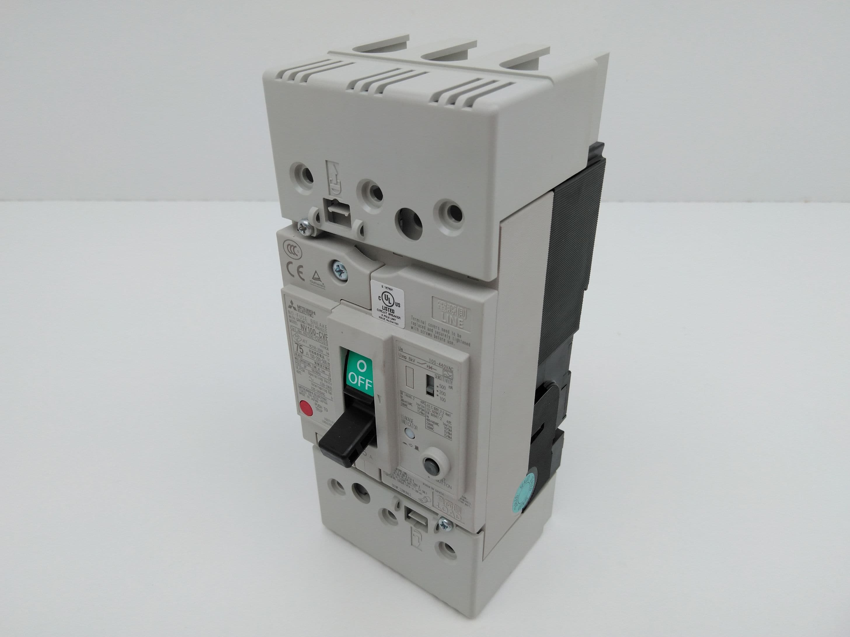 Mitsubishi NV100-CVFU3075 Circuit Breaker, 75Amp w/ Ground Fault Protection