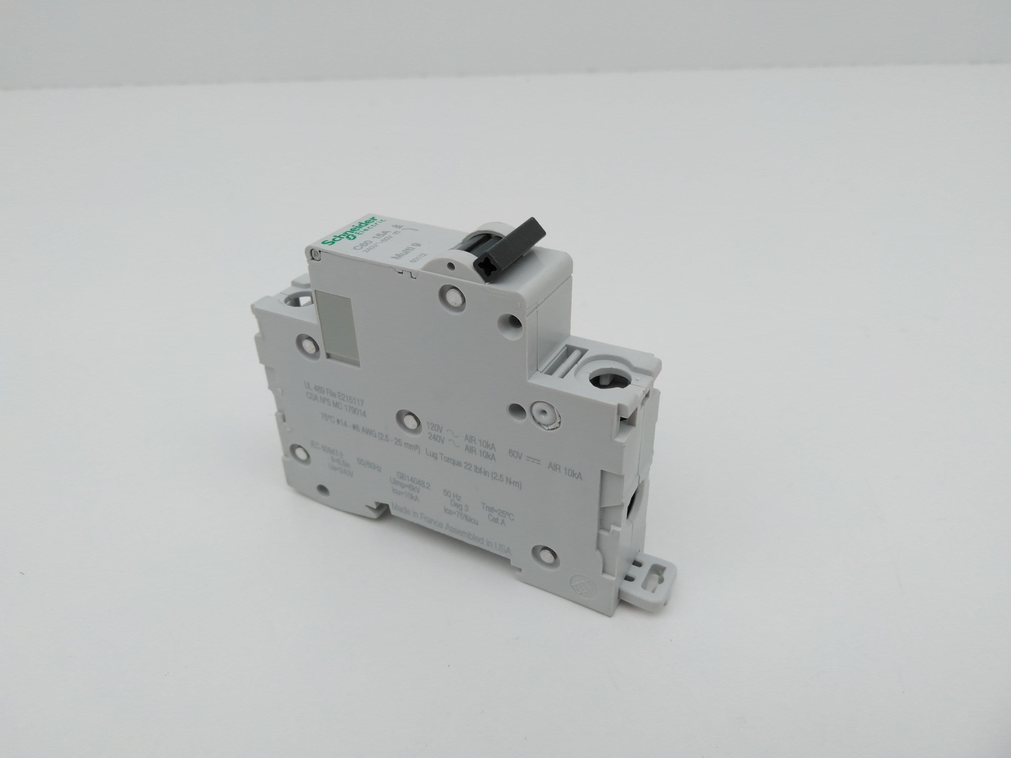 Schneider Electric 60112 Multi 9 C60 Mini Circuit Breaker, 15Amp, 1Pole, 120V