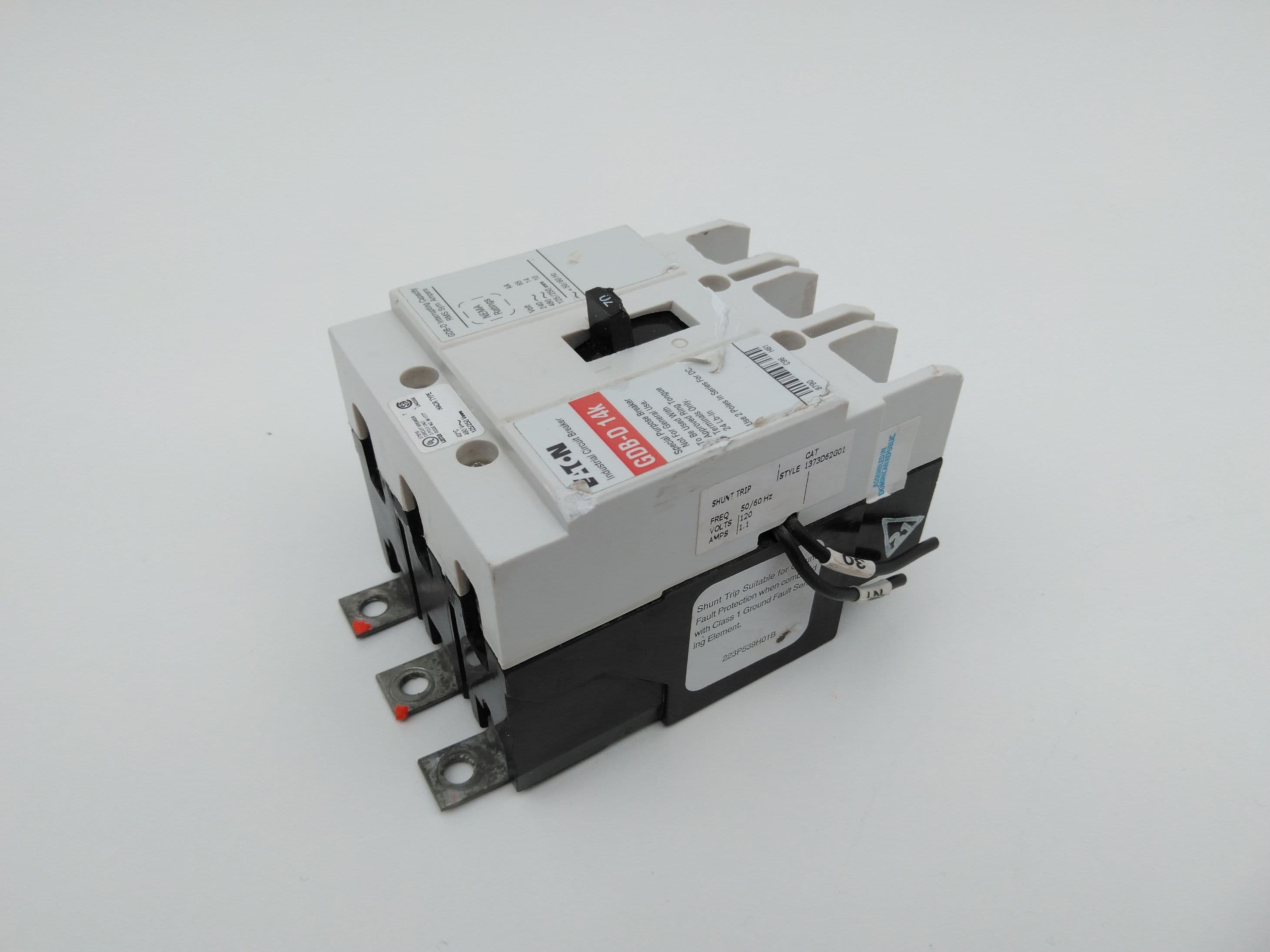 Eaton GDB3070DS101 Shunt Trip Circuit Breaker, 70 Amp, 3 Pole