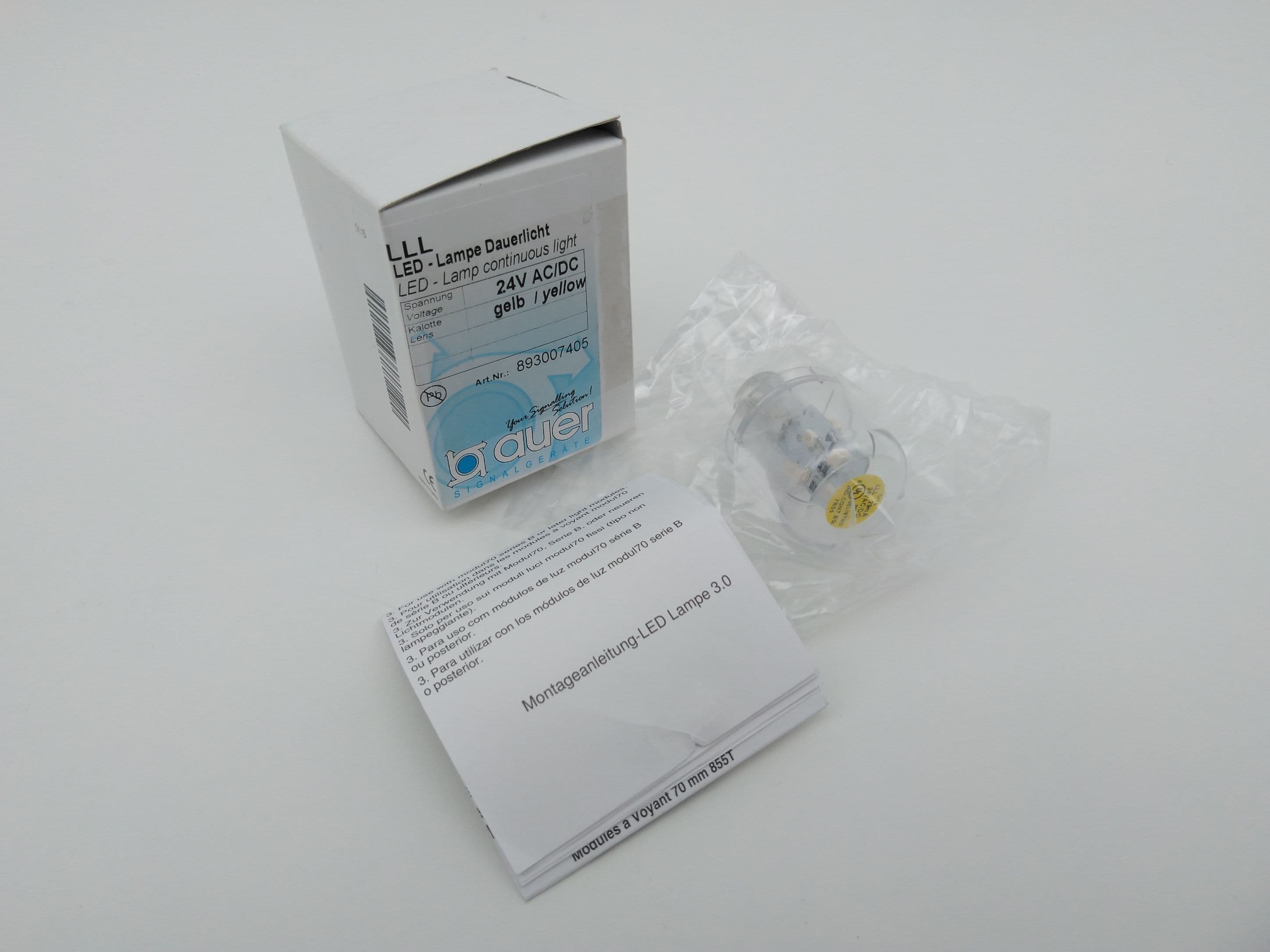 Auer 893007405 24V AC/DC Yellow LED - Lamp Continuous Light