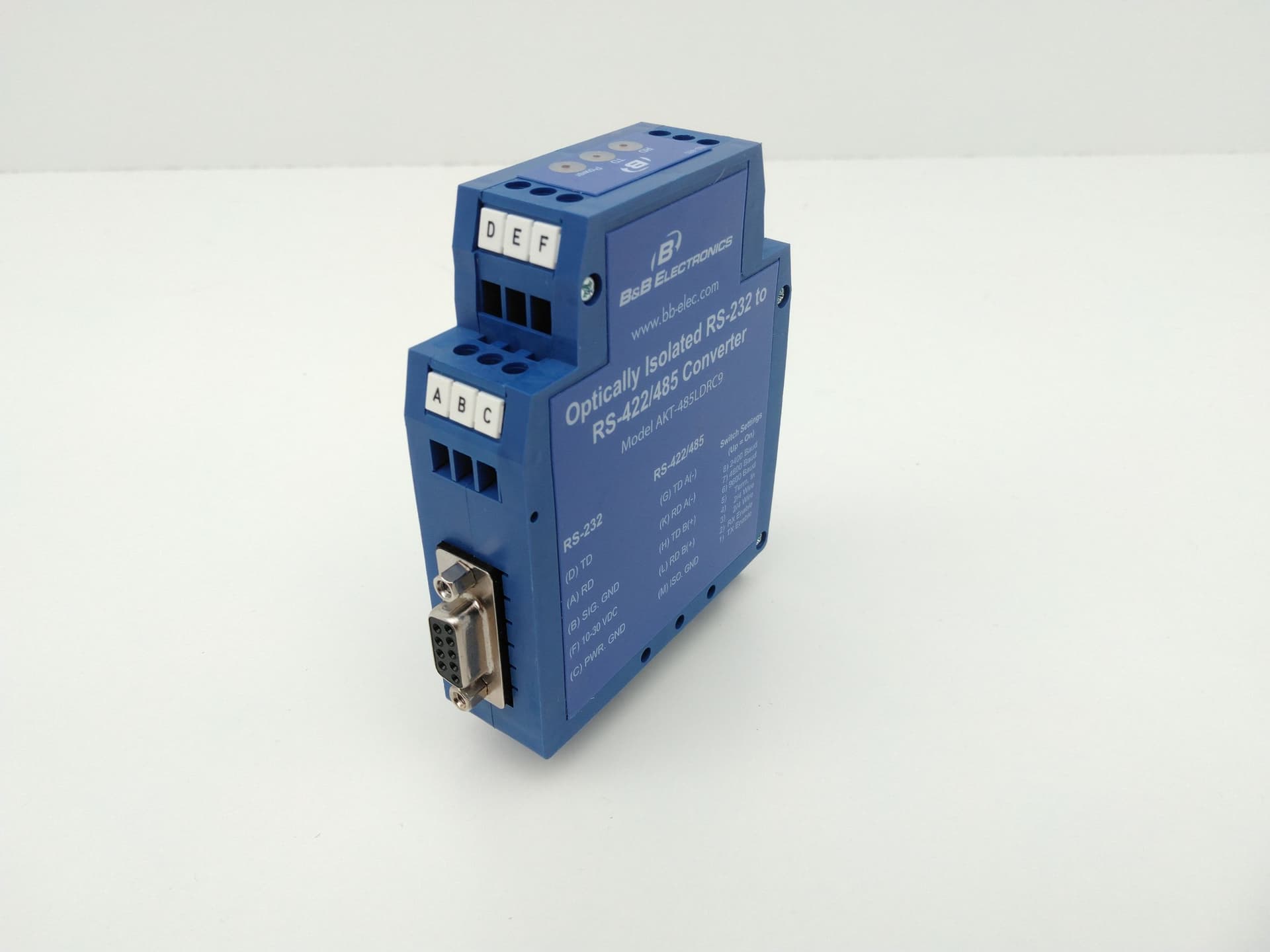 B&B Electronics AKT-485LDRC9 Optically Isolated RS-232 to RS-422/485 Converter