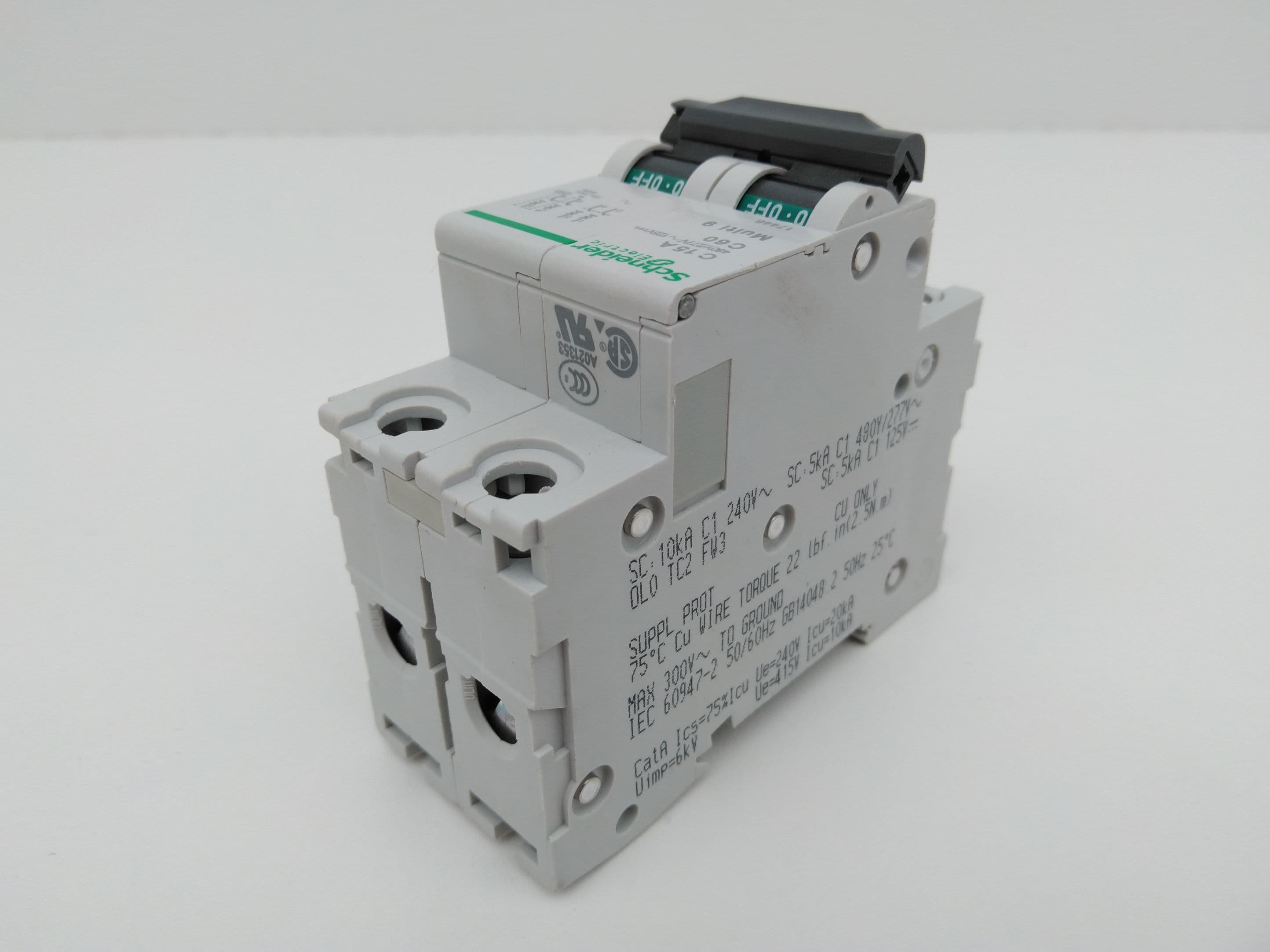 Schneider Electric 17446 Multi 9 C60 Circuit Breaker, 2 Pole, 15Amp