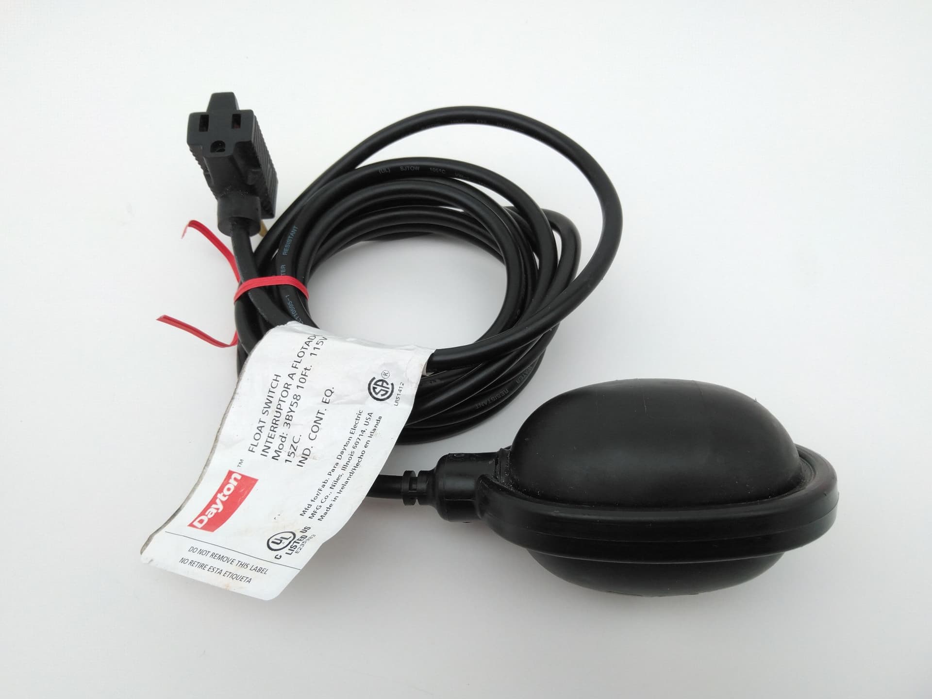 Dayton 3BY58 Float Switch 10Ft Cable