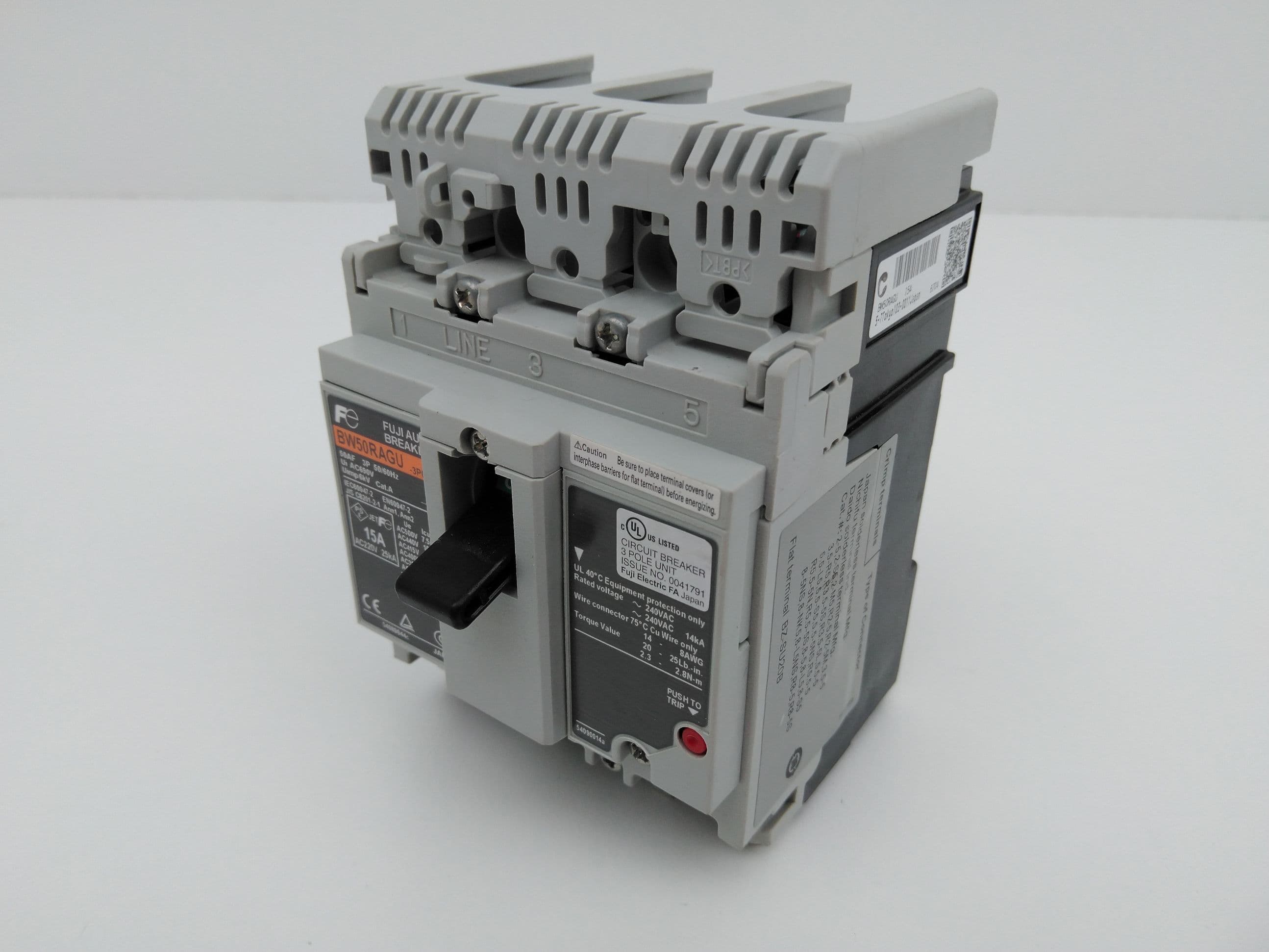 FUJI Electric BW50RAGU-3P015 Circuit Breaker 3P, 15A