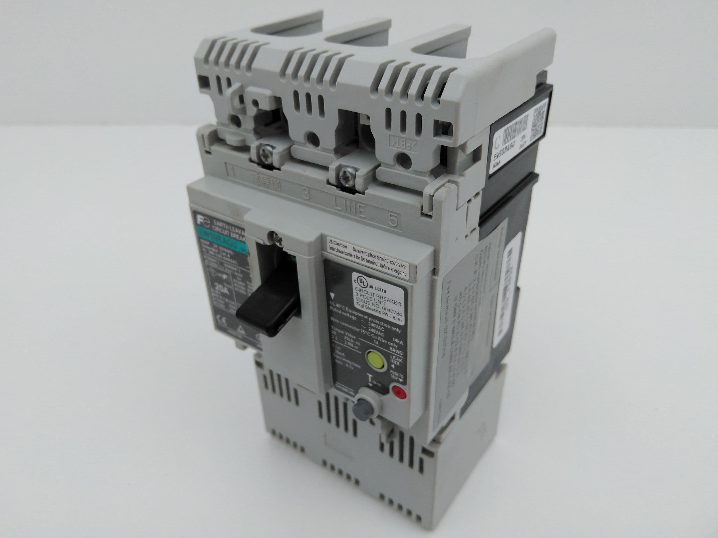 Fuji Electric EW50RAGU-3P020 Earth Leakage Circuit Breaker 3P, 20A