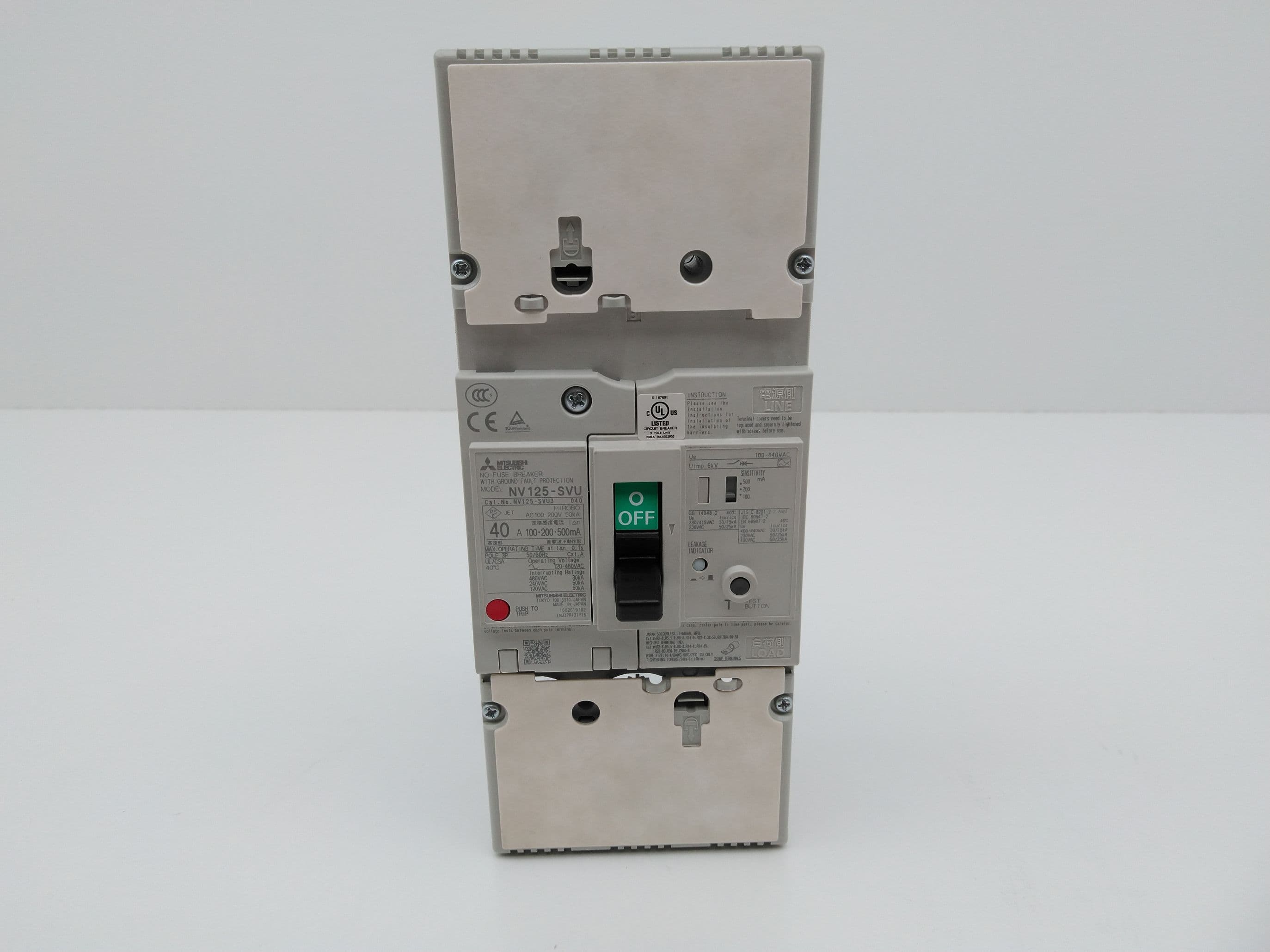 Mitsubishi NV125-SVU3P40A50 Circuit Breaker, 40A w/ Ground Fault Protection