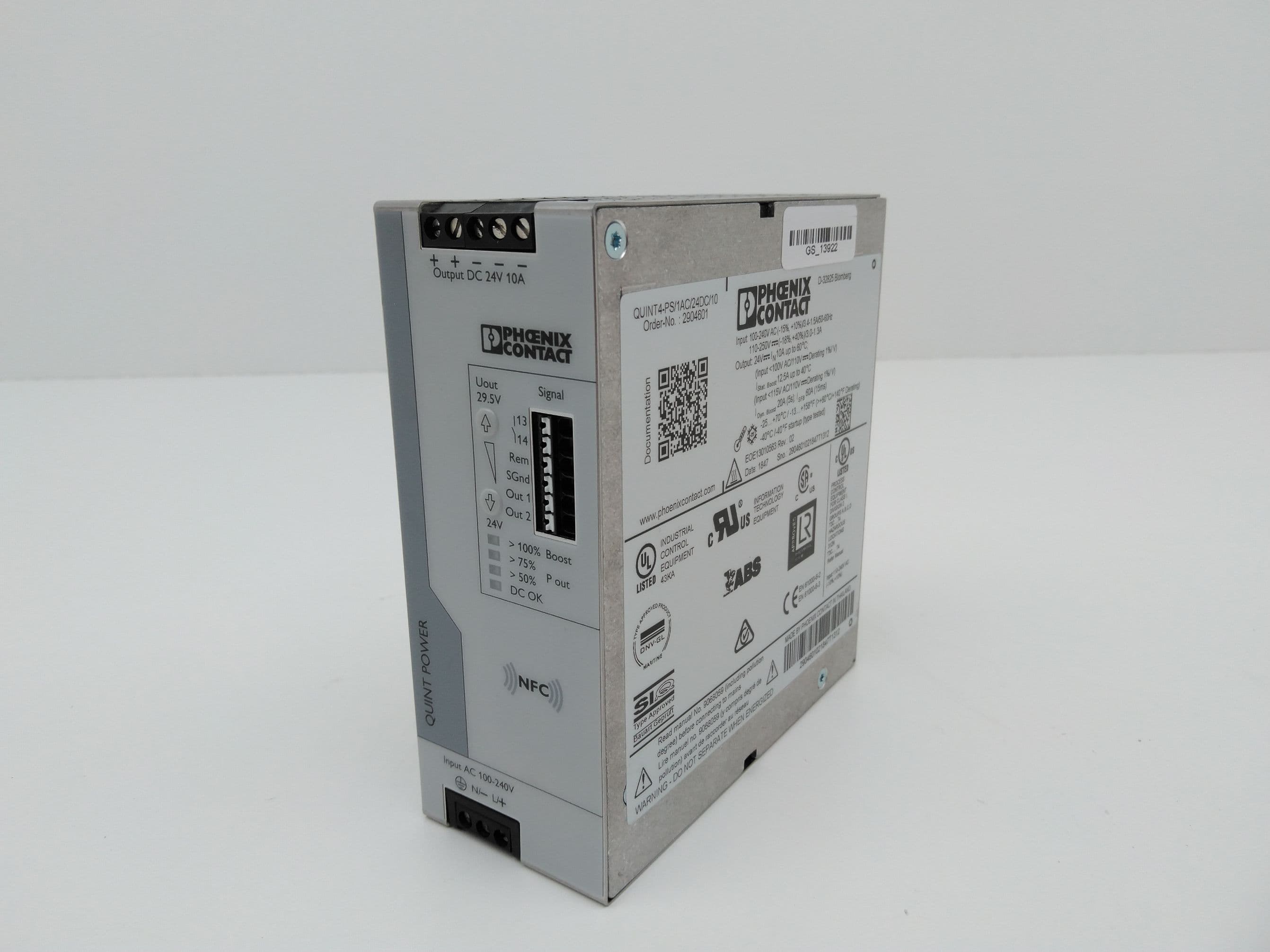 Phoenix Contact QUINT4-PS/1AC/24DC/10 2904601 DIN Mount Power Supply 24VDC