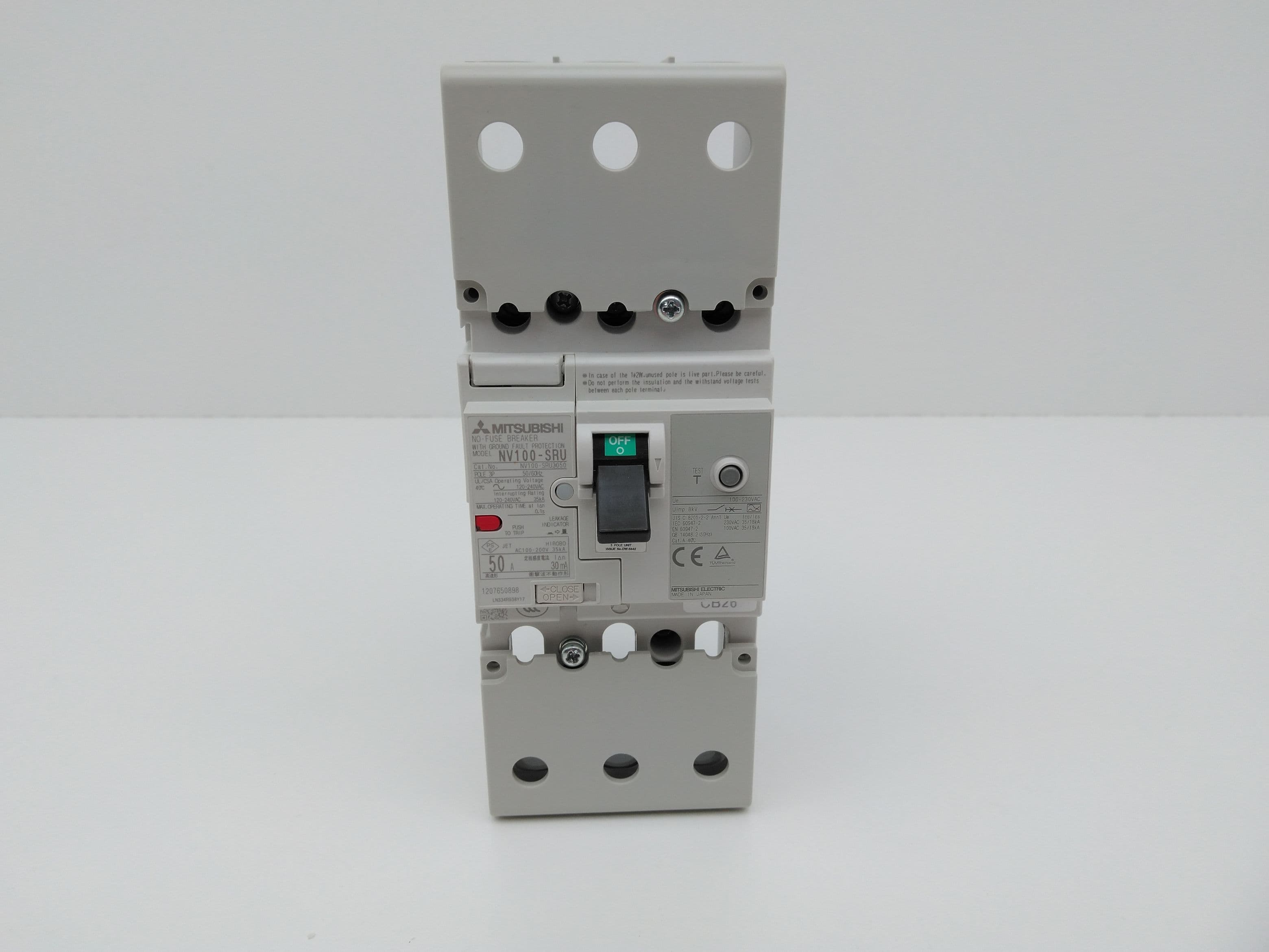Mitsubishi NV100-SRU3P50A Circuit Breaker, 50 Amp with Ground Fault Protection