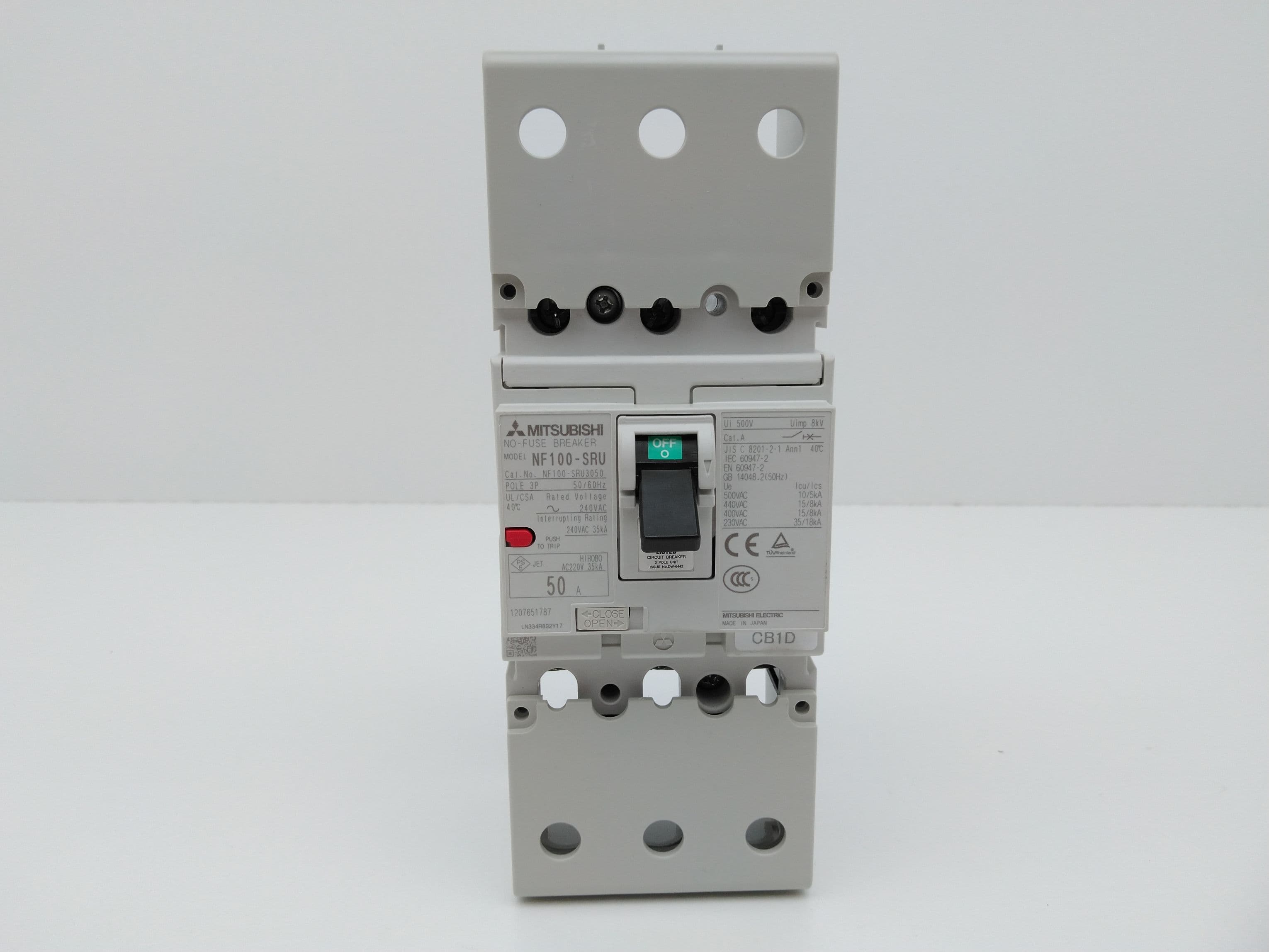 Mitsubishi NF100-SRU3P50A Circuit Breaker, 50 Amp, No-Fuse